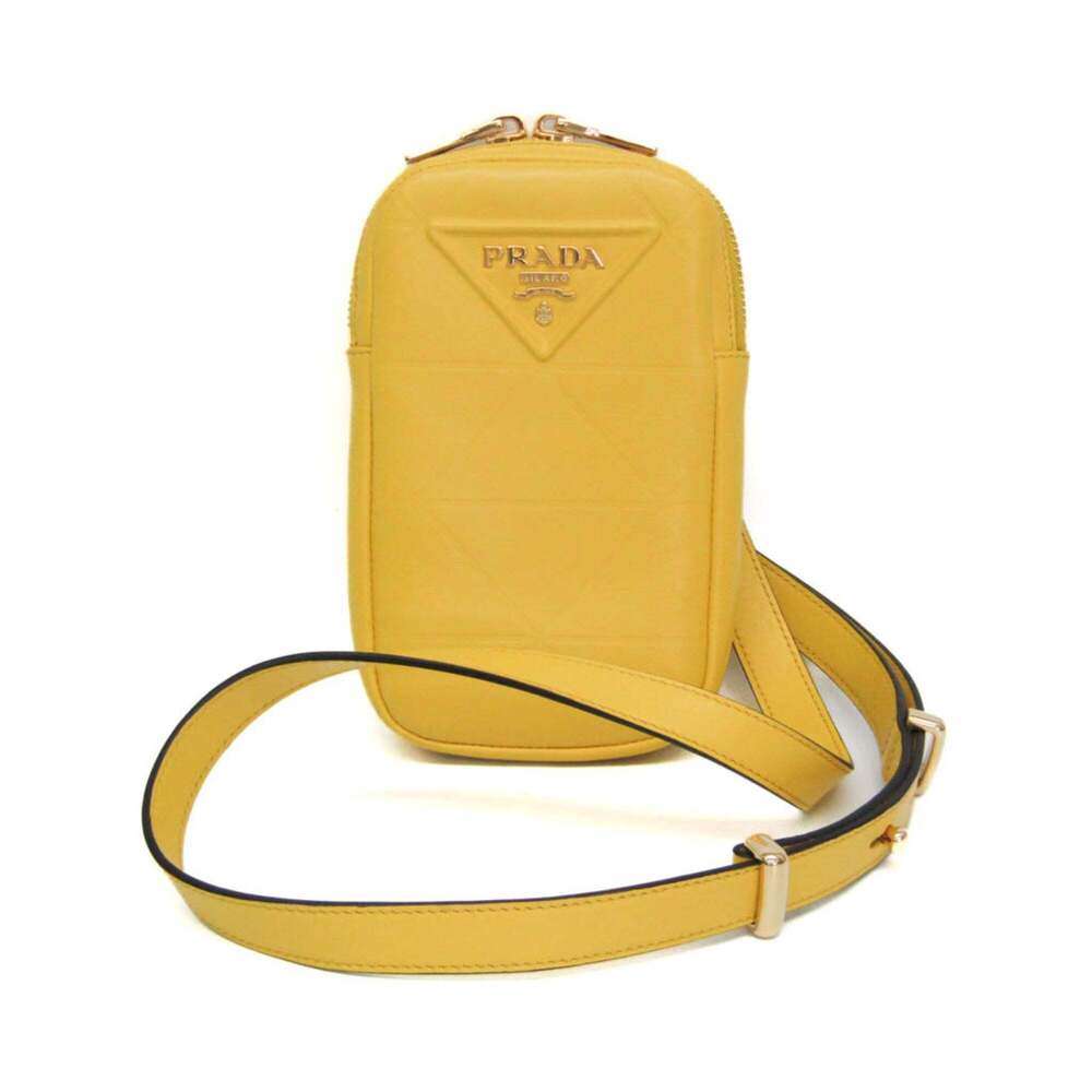 PRADA Yellow Leather Shoulder Bag - Picture 1 of 10